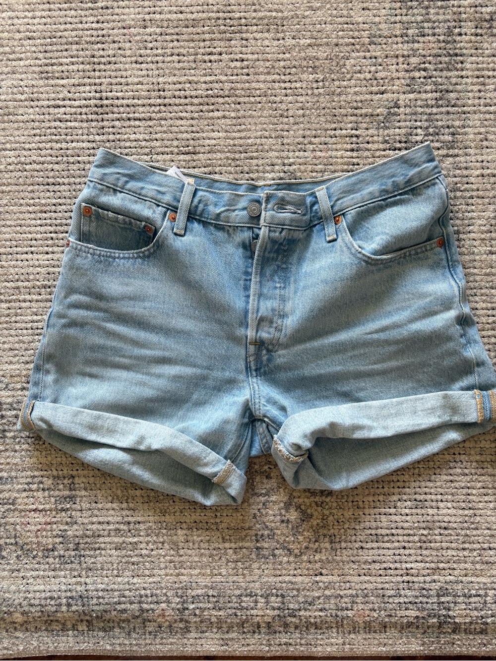 Levi 501 Shorts - Classic Light Blue Denim Women's Rolled-Hem Shorts